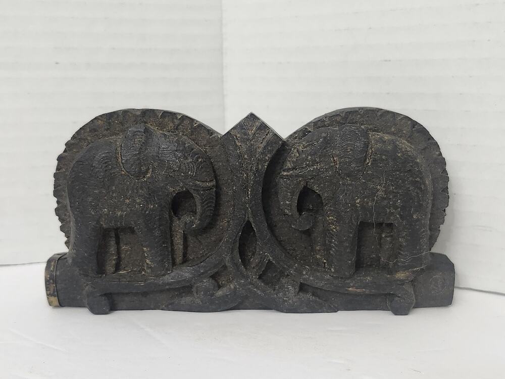 Vintage Asian Hand Carved Wooden Elephant Gold Scale Folding Box Case
